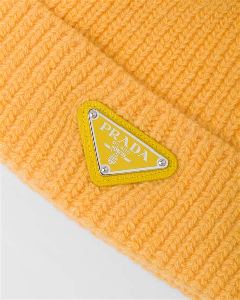 yellow prada beanie|prada wool and cashmere beanie.